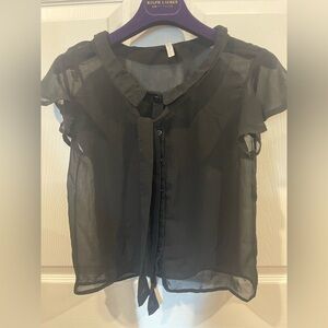 Bluesteel Black Sheer Women's Top short sleeves small